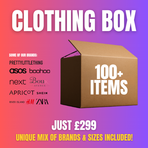 CLOTHING BOX (100+ Items) – 100% NEW ITEMS, MIXED SIZES!