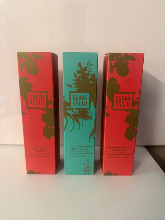 Guava & Gold set of 3 shampoo, conditioner & bath/ shower gel